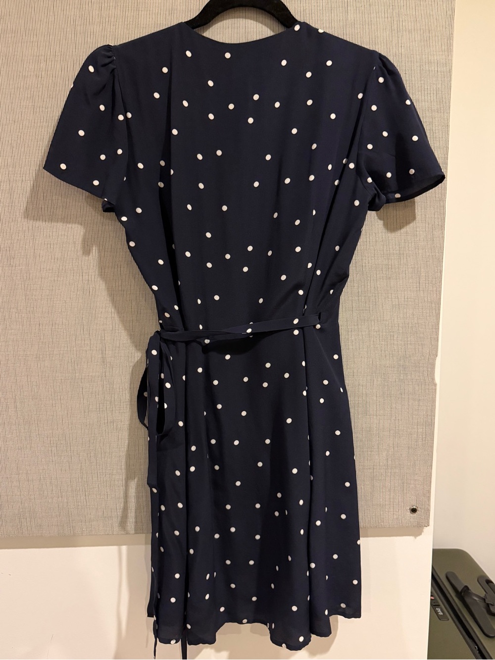 Sézane Anastasia Navy Silk Polka Dot Wrap Dress - Picture 12 of 14
